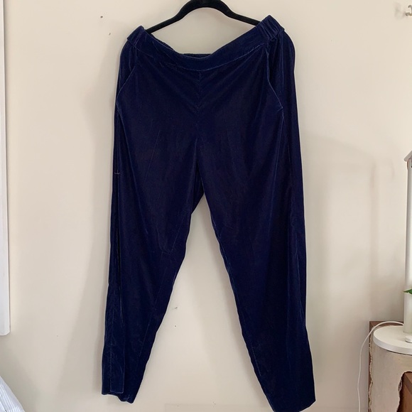 J.Crew Mercantile Drapey Luxe Navy Velvet Pants - Picture 2 of 5